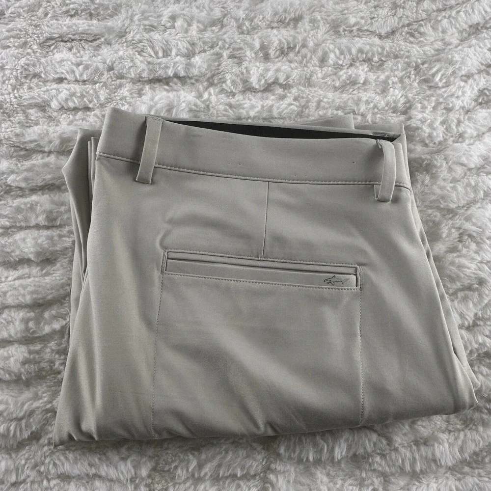 Greg Norman Pants Mens 38X30 Beige‎ Chino Golf Stretch Flat Front Straight Logo